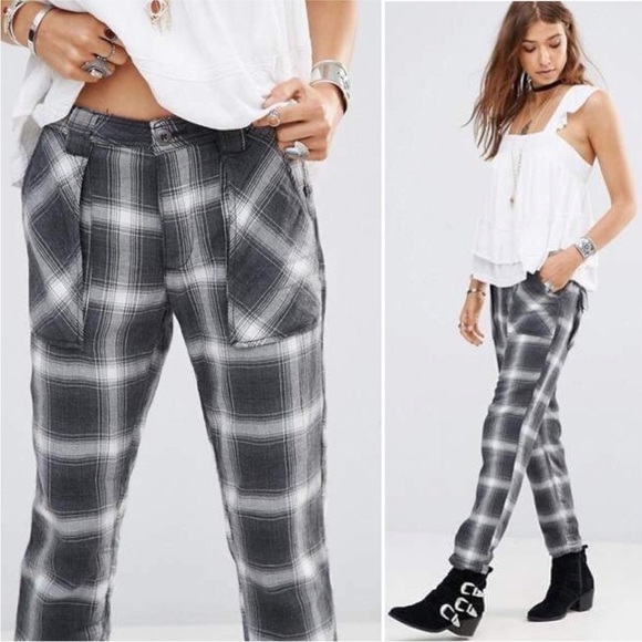 Free People Pants - Free People Black and Gray Monochromatic Slouchy Cargo Pants